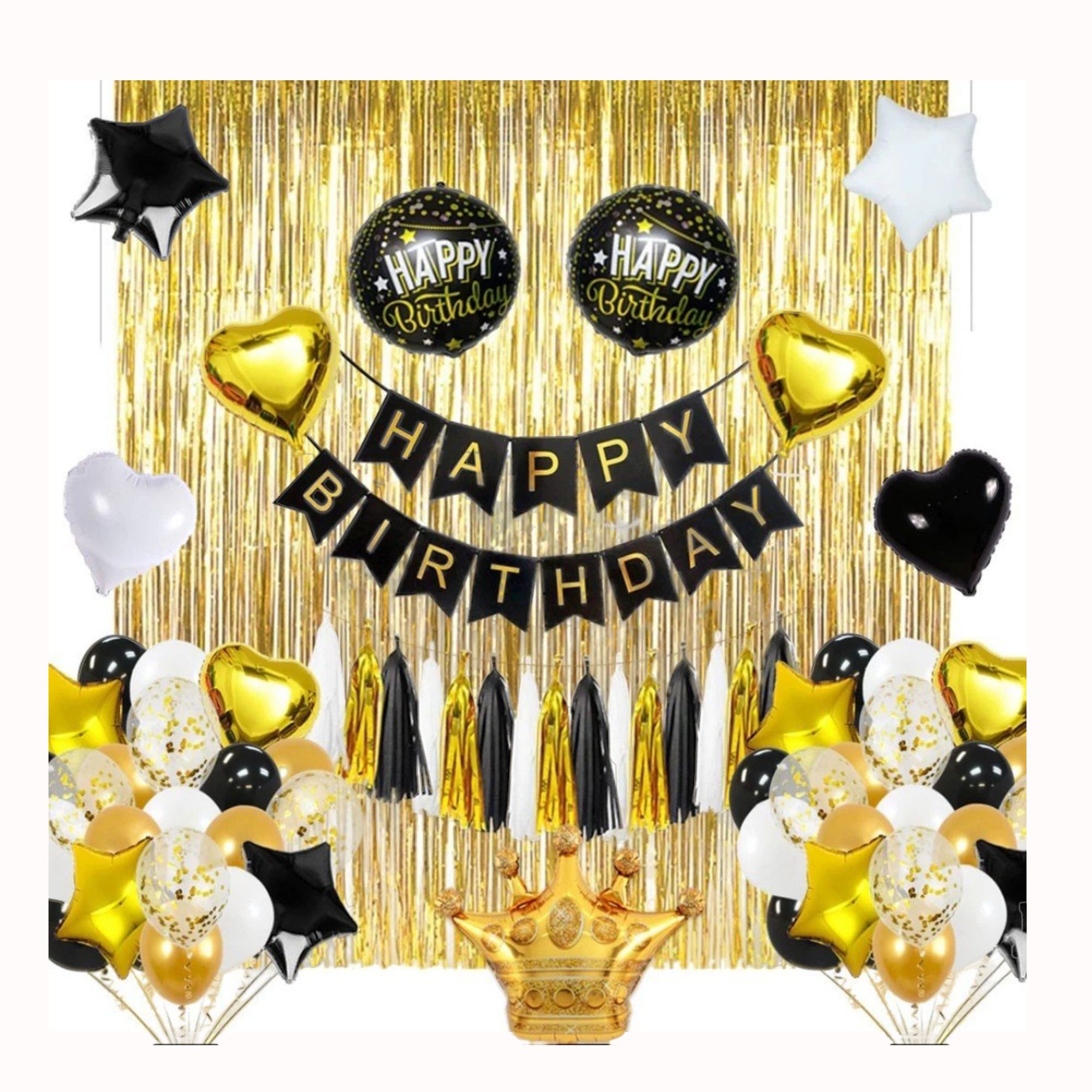 Birthday Decoration Set (Black, White and Gold)