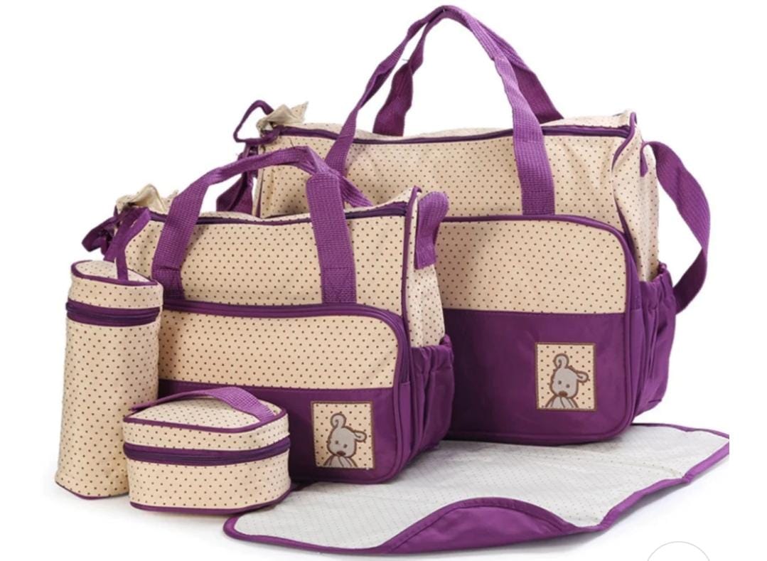 5 pcs baby mother bag purple 